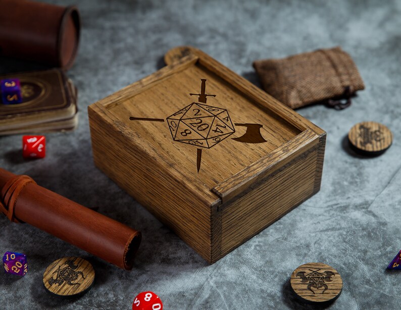 D&D Gaming Dice Box /Engraved Dice Box/ DND Dice Box / Etsy