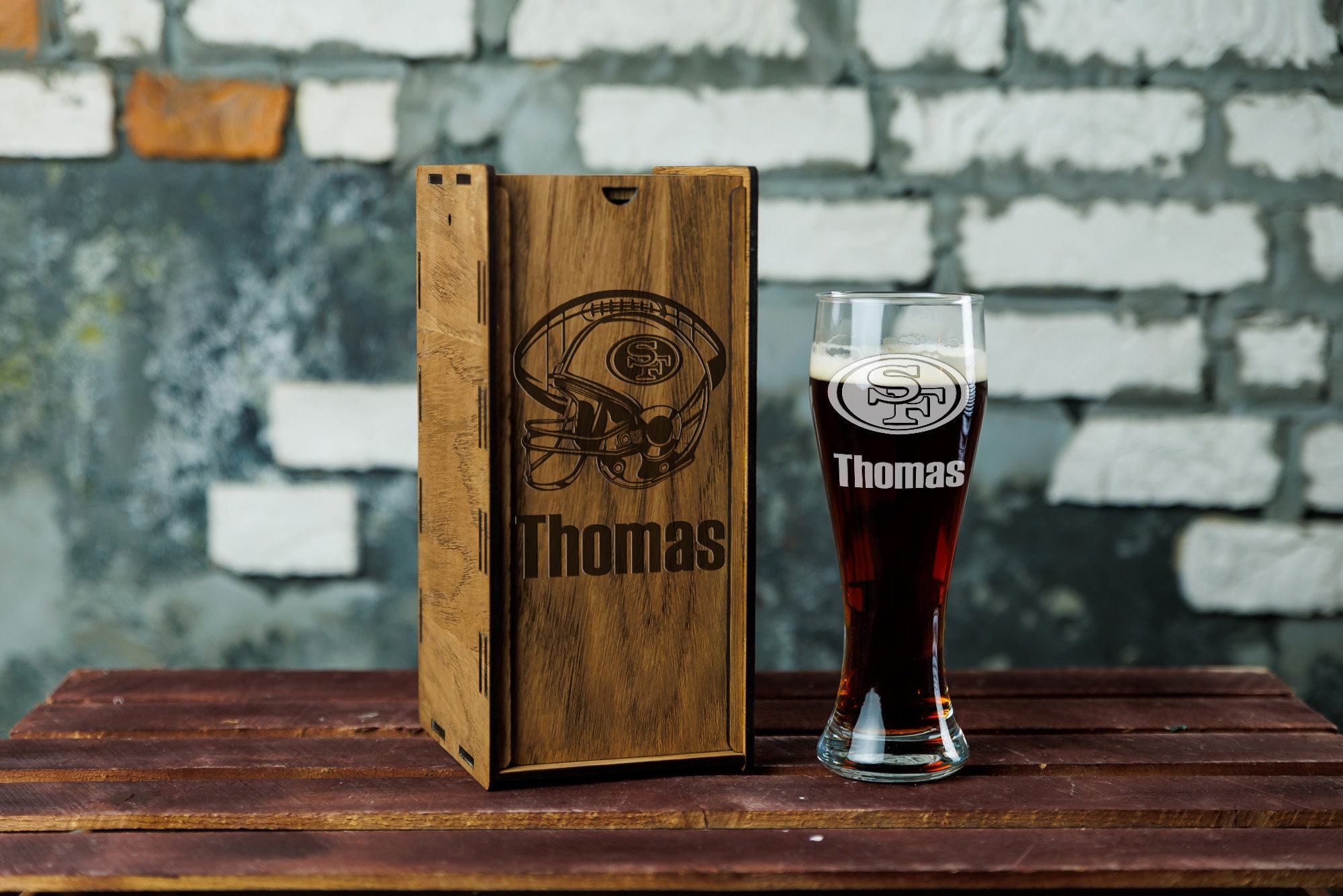 San Francisco football Personalized beer glass  Custom Beer Glass Father's day Gift for him boyfriend gift American football Birthday gift