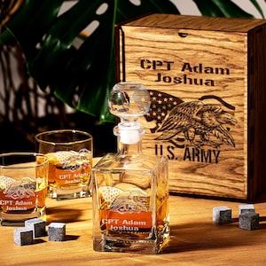 Custom Whiskey Military Gift Set, Decanter Set  Military, Navy Gift, Military Retirement Gift, Veteran Gift, US Navy Gift,  Husband gifts