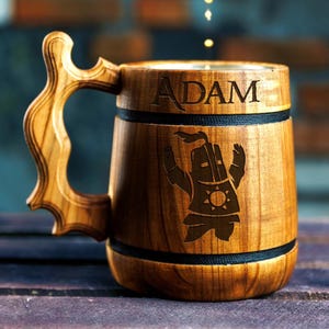 Praise The Sun Knight Mug Gamer Gift For Him Beer Stein Custom Wooden Beer Mug Custom Beer Tankard Gift for Husband Mug Geek Gift for Gamer