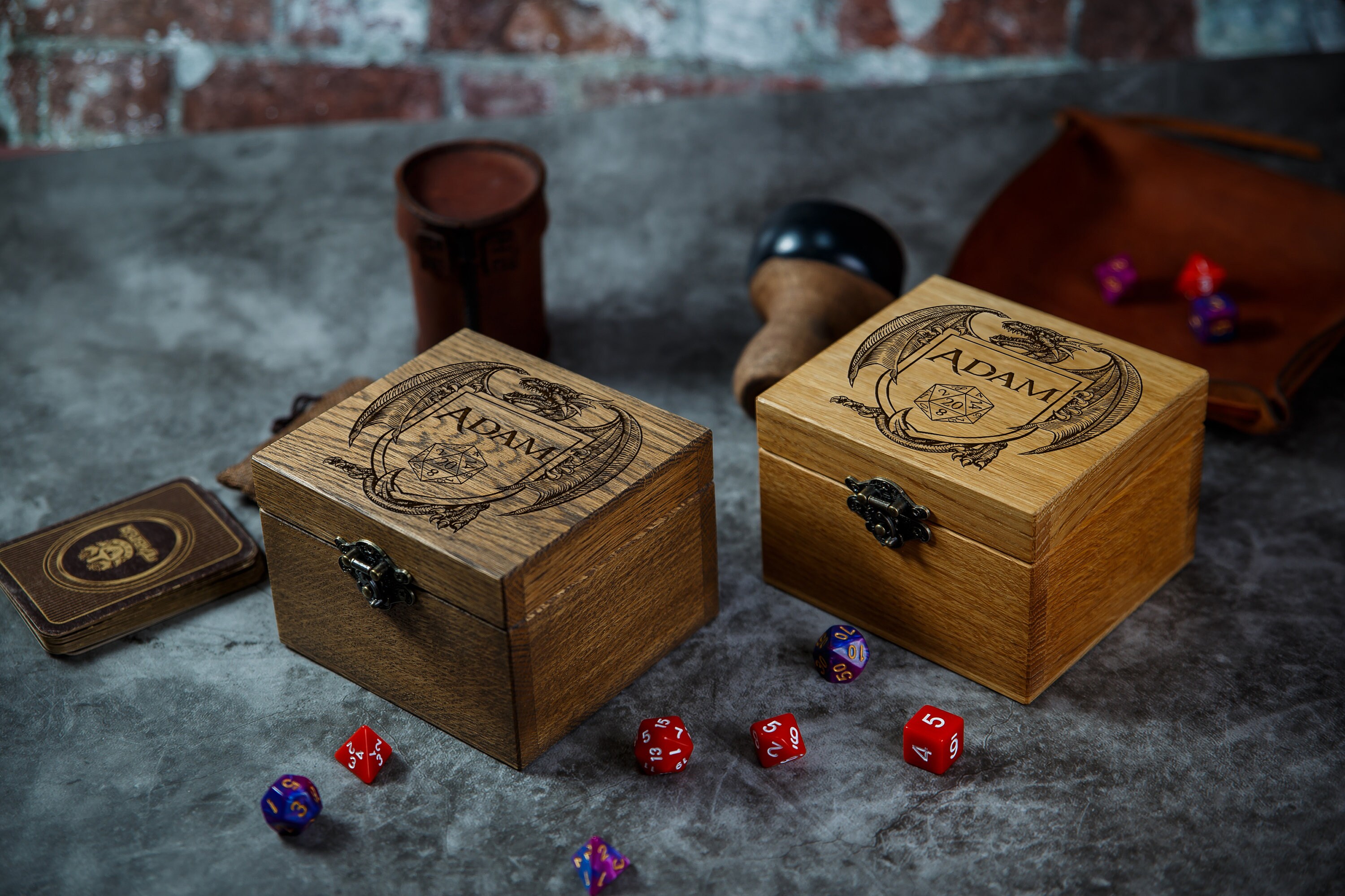 Personalized Dice Box Dice Holder Dragons Gift Wooden Dice Etsy