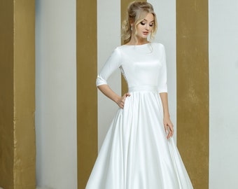 3 quarter length wedding dresses