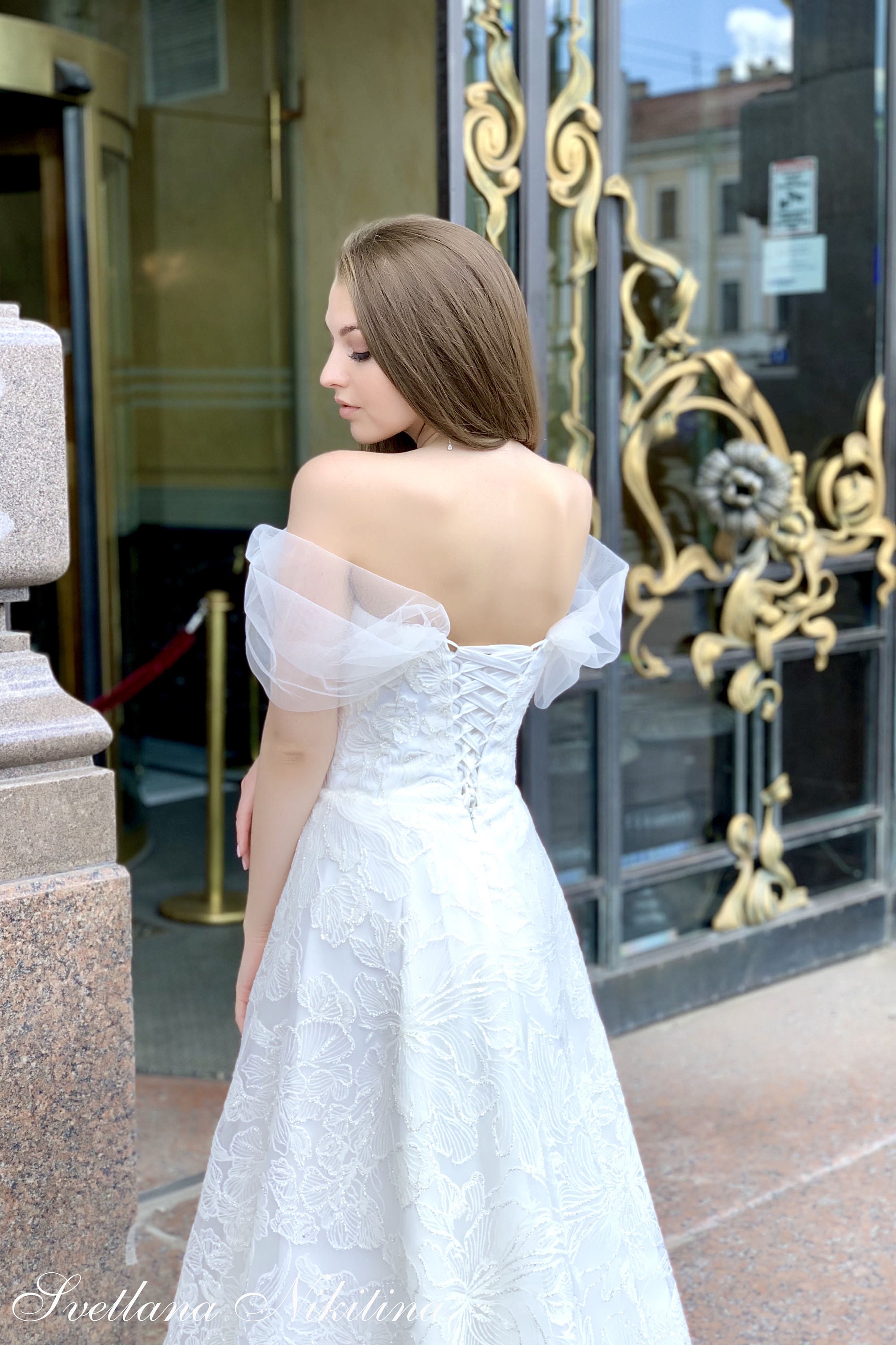 Aline wedding dress Modern wedding gown Sparkly glitter Etsy