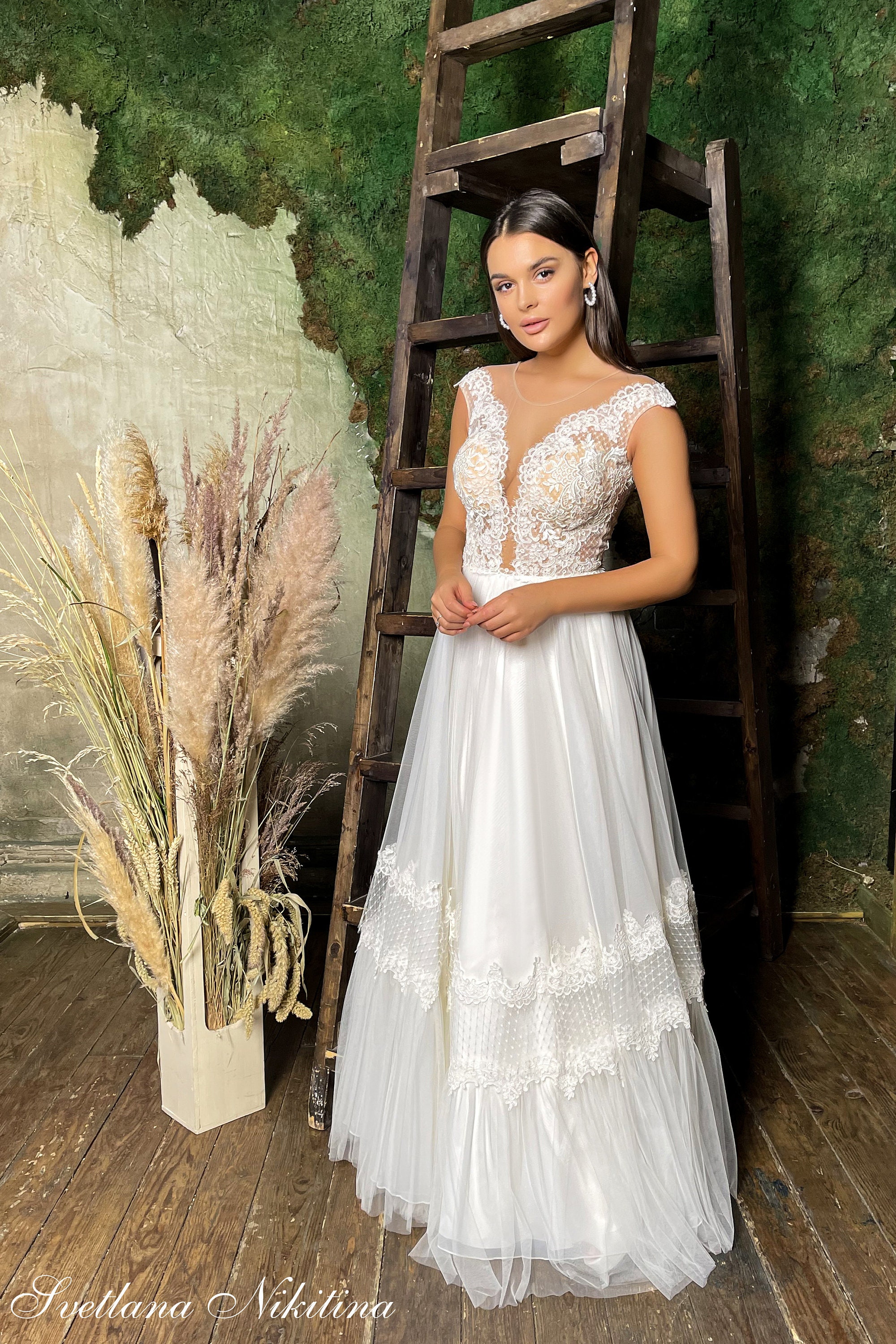 Boho style wedding dress Lace wedding gown Backless with Etsy