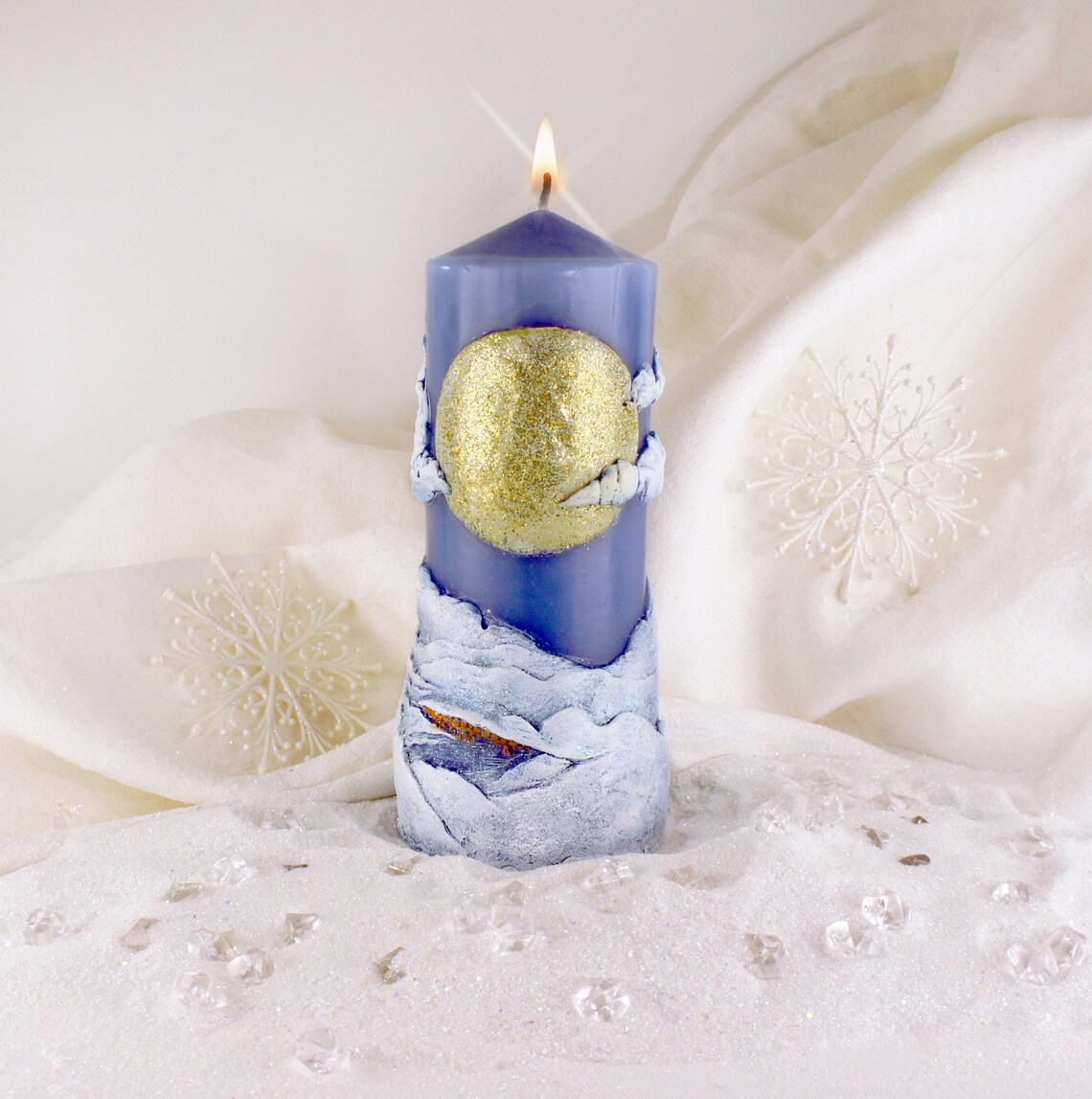 Full Moon Handmade Handpainted Decor Ritual Candle Gift Etsy