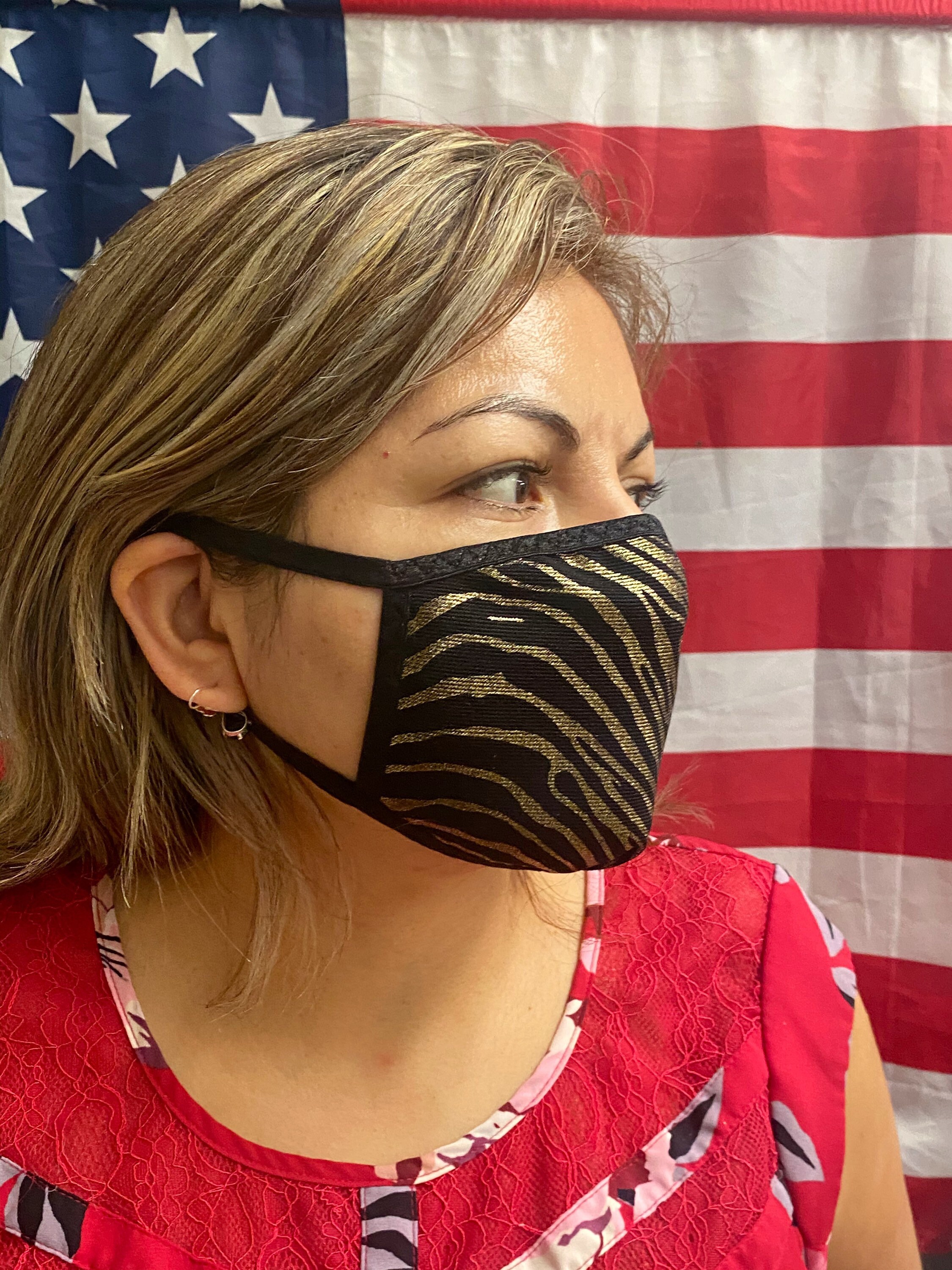 Gold and black face mask /filter pocket /solid cotton lined/ Etsy