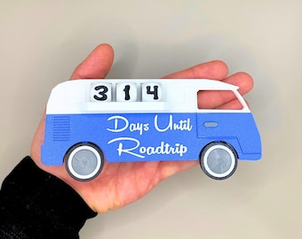 Trip Countdown Magnet Retro Camper Van Vacation Holiday Road Trip Adventure Travel Days Until Outdoorsy Traveler Family Gift Fridge Decor