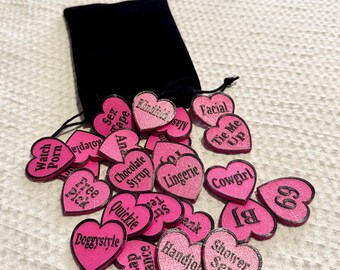 Naughty Tokens for Couple’s Heart Shape Kinky Erotic Game Sex Positions BDSM Coupons Date Night Fathers Day Gift for Him Husband