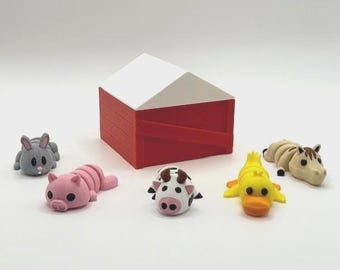FARM LIFE ANIMALS 3d Printed Articulated Realistic Mini Keychain Charm Tabletop Fidget Pockets Pet Wigglies Party Favor Barnyard Figure