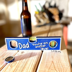 Dad’s Bottle Opener as Actual Spirit Level Tool DIY Handyman Kobalt Lid Opener Personalized Father’s Day Step Dad Birthday Gift