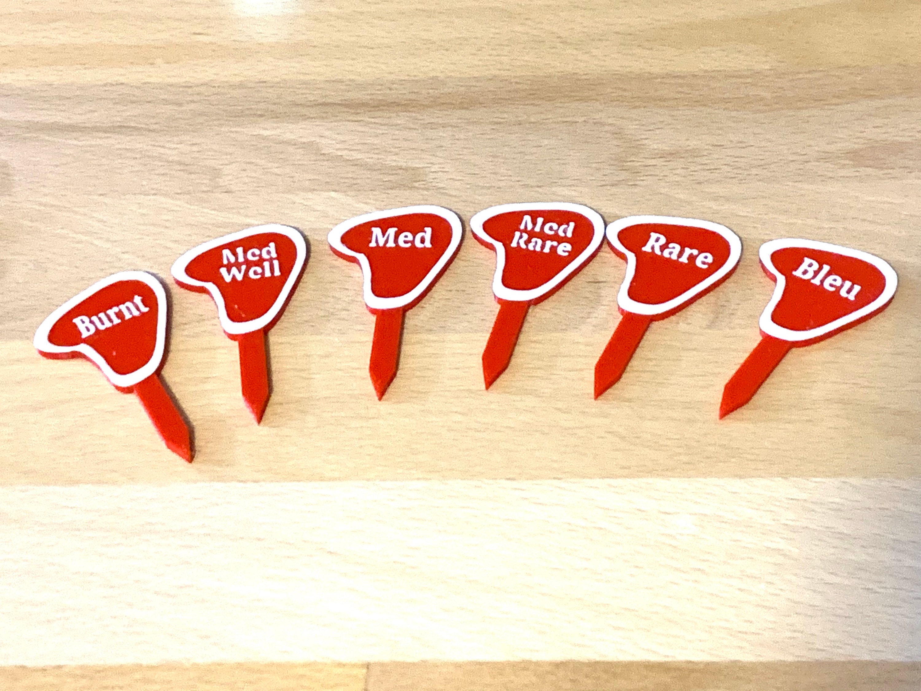 Barbecue Tools Outdoor Heating, Cooking & Eating 6 Stainless Steel Steak Markers NEW Rare Medium