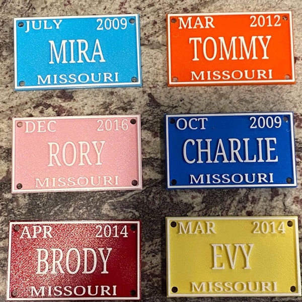 Personalized License Plate Tag Sign for Kids Bicycle Toy Room Wall Door Decoration with Custom Name Date Word Signage Pretend Play