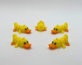 DUCK POCKET PET 3d Printed Flexi Fidget Sensory Articulated Toy Rubber Duck Fairy Garden Dollhouse Miniature Detailed Fidget Animal Gift