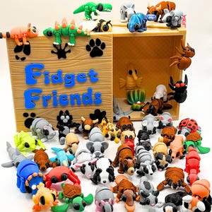 JUMBO Pocket Pets BULK BUY- 50 Articulating Mini Fidget Animals 3D Printed Strong and Durable Sensory adhd Adorable Animal Pack Fidget