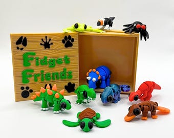Articulated DINOSAUR and ANIMALS SET 3D Printed Articulated Movable Joints Wigglies Flexi Fidget Sensory Toy Jurassic Jungle Trex Geeky Gift