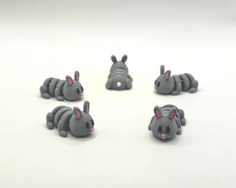 RABBIT POCKET PET 3d Printed Flexi Fidget Sensory Articulated Cute Bunny Easter Basket Filler Thoughtful Hug Gift Wiggly Animal