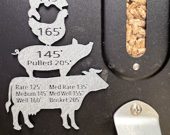Señal magnética para barbacoa, animales, carne, guía de temperatura de cocción, barbacoa, parrilla, carnicero, imán para nevera, decoración de cocina, regalo para el Día del Padre