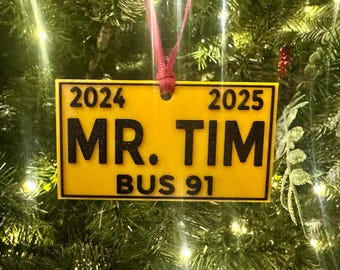 Personalized School Bus Driver Ornament License Plate with Custom Name No School Bus Driver Appreciation Gift Back To End of School Gift