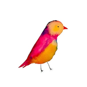 Vibrant Bird Kiss-Cut Vinyl Decal, Colorful Wall Art Sticker, Cute Home Decor, Nature Lover Gift, Playful Animal Art