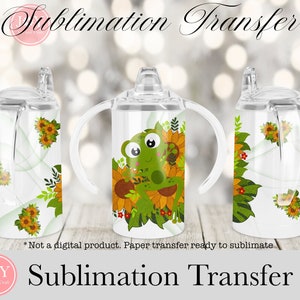 Cute Frog Sublimation Transfer,  12 oz Sippy Cup, Sublimation Print Ready to Press, Straight Template Sublimation Printed Paper