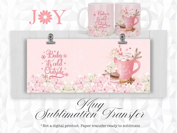 Christmas Mug Sublimation Transfer,  Printed Wrap for Mugs, Holiday Sublimation Paper Ready to Press,  Cricut Mug Press Heat Transfer