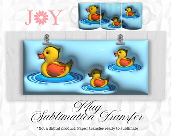 Rubber Duck Puff Mug Sublimation Transfer, Printed Wrap for Mugs, 11oz 12 oz 15 oz  Sublimation Paper Ready to Press,  Mug Heat Transfer