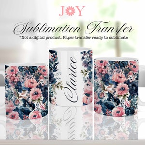 Custom Flowers Printed Mug Wrap Sublimation Design, Sublimation Paper Transfer Wrap Ready to Press, 11oz 12oz 15oz Mug Press Printed Design