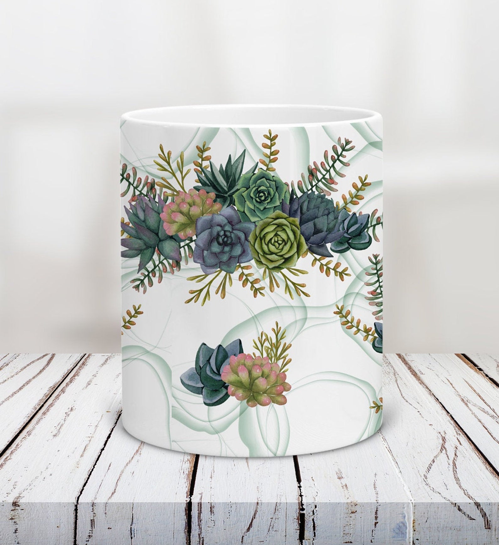 Succulents Mug Ceramic Mug Coffee Mug Handmade Mug Hot Etsy