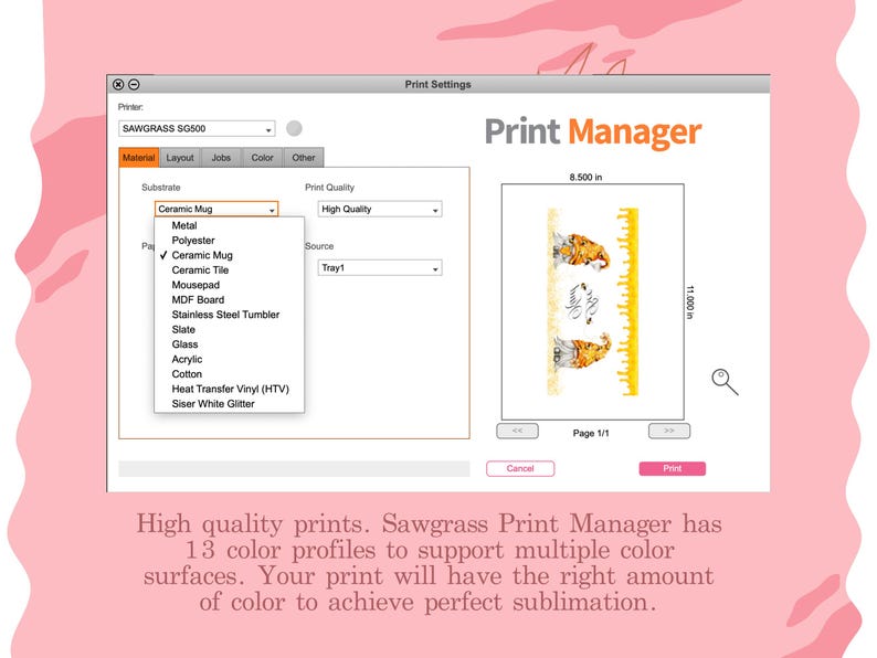 Flowers Mug Sublimation Transfer Ready to Press Preprinted Wrap for