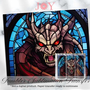 Gargoyle Sublimation Transfer,  20 oz Skinny Tumbler, Sublimation Print Ready to Press, Tumbler Sublimation Printed Paper, Spooky Transfer