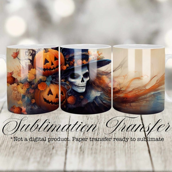 Halloween Mug Sublimation Transfer, Printed Wrap for Mugs, 11oz 12 oz 15 oz  Sublimation Paper Ready to Press,  Mug Heat Transfer