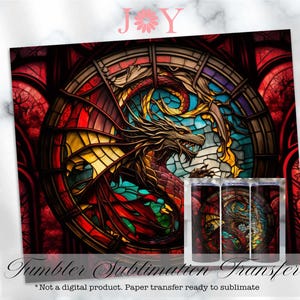 Dragon Sublimation Transfer Ready to Press, Preprinted Wrap for 20oz Straight Skinny Tumblers, Tumbler Printed Sheet