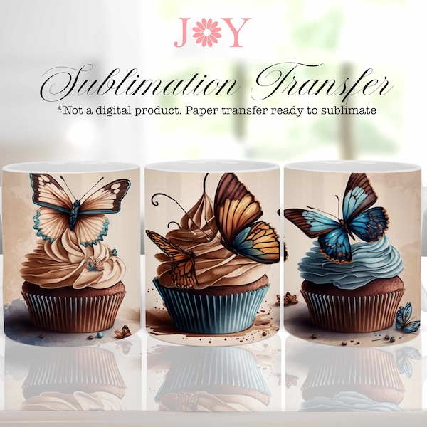 Cupcakes Sublimation Transfer for Mugs, Printed Sheet Ready to Press, 11 oz 12 oz & 15 oz Cricut Mug Press Printed Sublimation Design