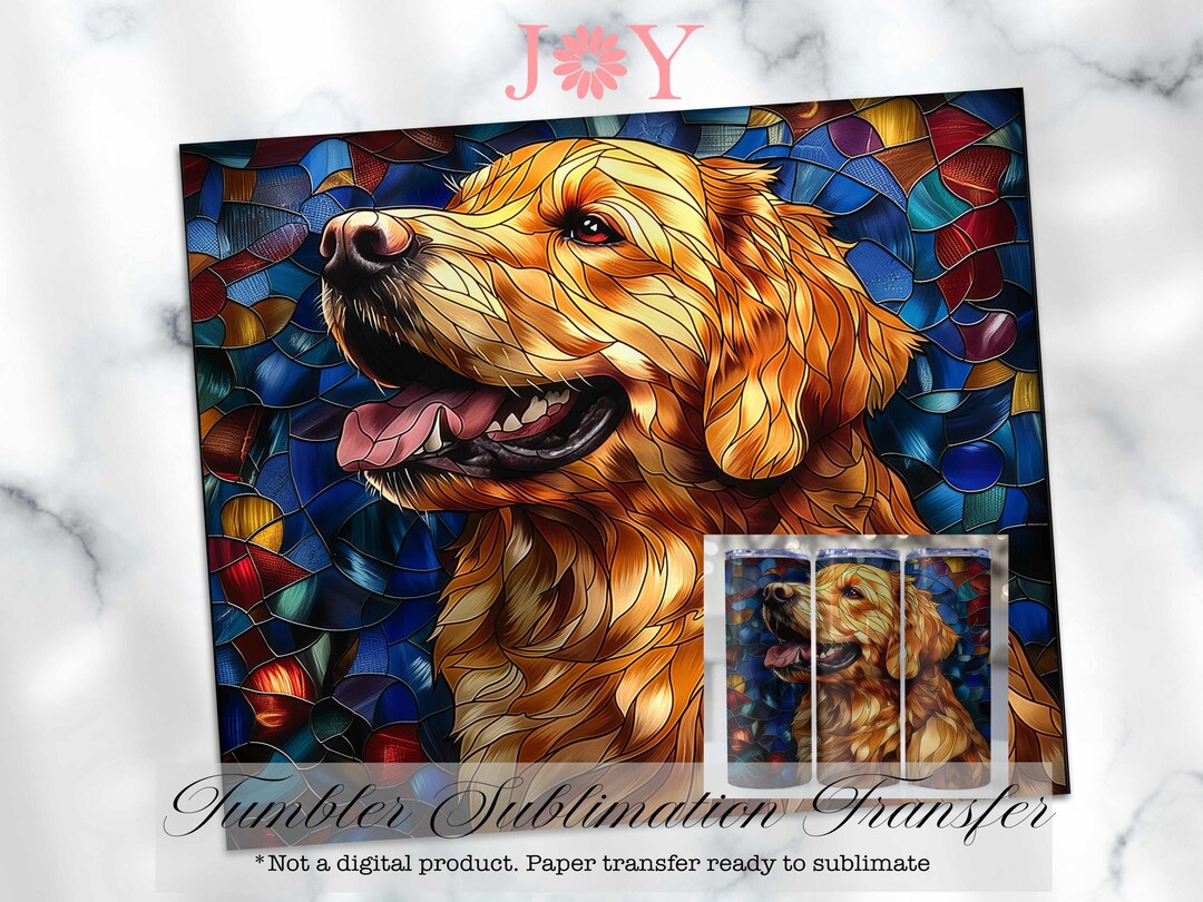Golden Retriever Ready to Press Tumbler Wrap Sublimation Transfer, 20oz ...
