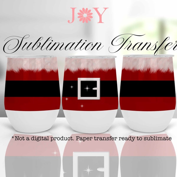 Christmas Sublimation Transfer,  Straight 12 oz Wine Tumbler Sublimation Print Ready to Press, Wine Cup Tumbler Sublimation Printed Sheet