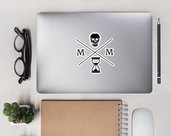 Momento Mori Laptop Sticker | Memento Mori Sticker Daily Stoic Reminder | Skull And Hourglass Stoicism Logo | Virtues Stoicism Philosophy