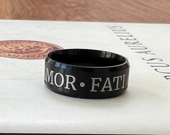 Stoic Ring Stoicism | Black Band Philosophy Ring Amor Fati | Stoic Ring Marcus Aurelius Momento Mori | EDC Reminder Ring Stoic Jewelry