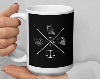 The Four Virtues of Stoicism Coffee Mug For Daily Stoic Meditations and Reflection, Stoic Reminder Courage Justice Temperance and Wisdom