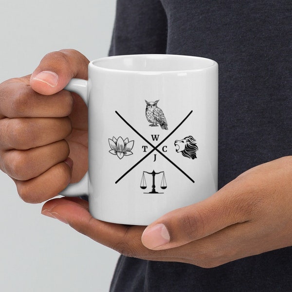 Stoic Cardinal Virtues Logo Mug White, Stoicism Coffee Mug Perfect Philosophy Gift For Men and Women, Daily Inspiration Mug Stoic Quote