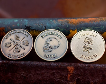 Stoic Coin Set [Custom Choice of 3] | Memento Mori | Amor Fati | Momento Mori Coin | EDC Coin | Stoicism Coins | EDC Challenge Coins