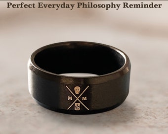 Memento Mori Ring | Momento Mori Ring | Stoic Ring | Stoicism | Marcus Aurelius | Gifts For Him Boyfriend Unique | Mens Ring EDC Philosophy