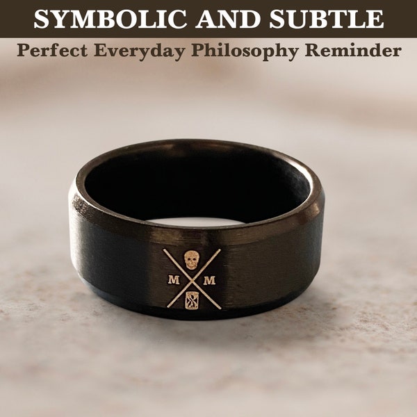 Memento Mori Ring | Momento Mori Ring | Stoic Ring | Stoicism | Marcus Aurelius | Gifts For Him Boyfriend Unique | Mens Ring EDC Philosophy