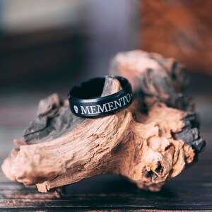 Stoic Ring Memento Mori Momento Mori Ring Stoicism Marcus Aurelius Ring For Stoic Daily Reminder Black Skull Ring Day of the Dead image 1