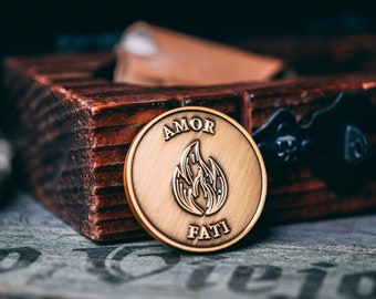 Amor Fati Coin | EDC Coin | Challenge Coin | Stoic Coin | Stoicism Stoic Quote Coin |Mindfulness Tools | Meaningful Christmas Gifts For Him