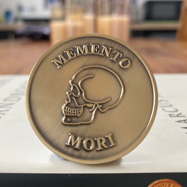 Memento Mori Coin | Momento Mori Coin | Stoic Coin | Marcus Aurelius Challenge Coin | EDC Coin Philosophy Daily Stoic Worry Coin Mindfulness