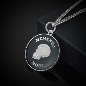 Memento Mori Necklace Jewelry | Momento Mori Amor Fati Stoic Necklace |  Black Silver Handmade Skull Necklace For Men and Women | Stoicism