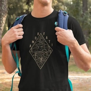 Stoic T-Shirt Amor Fati Black and Gold Monoline Full Print Design, Stoicism Tee, Stoic T-shirt, Marcus Aurelius Seneca Epictetus Philosophy