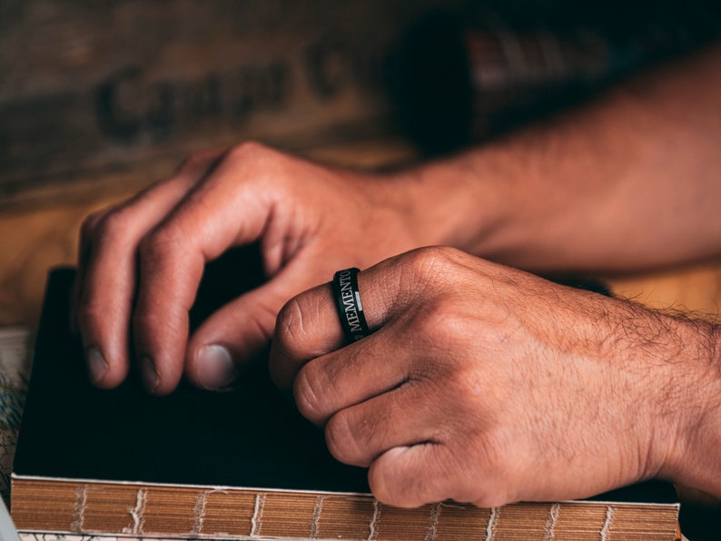 Stoic Ring Memento Mori Momento Mori Ring Stoicism Marcus Aurelius Ring For Stoic Daily Reminder Black Skull Ring Day of the Dead image 5