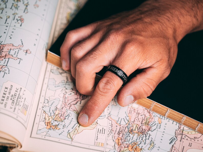 Stoic Ring Memento Mori Momento Mori Ring Stoicism Marcus Aurelius Ring For Stoic Daily Reminder Black Skull Ring Day of the Dead image 6