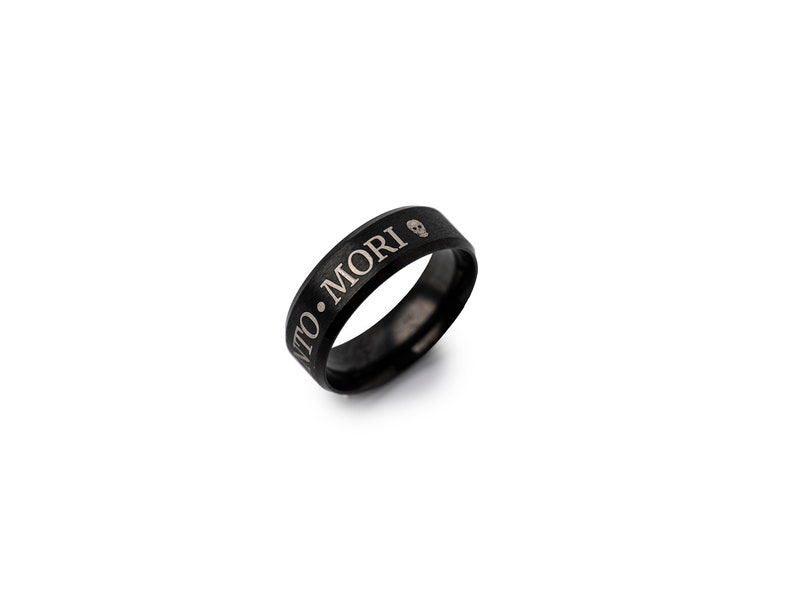 Stoic Ring Memento Mori Momento Mori Ring Stoicism Marcus Aurelius Ring For Stoic Daily Reminder Black Skull Ring Day of the Dead image 3